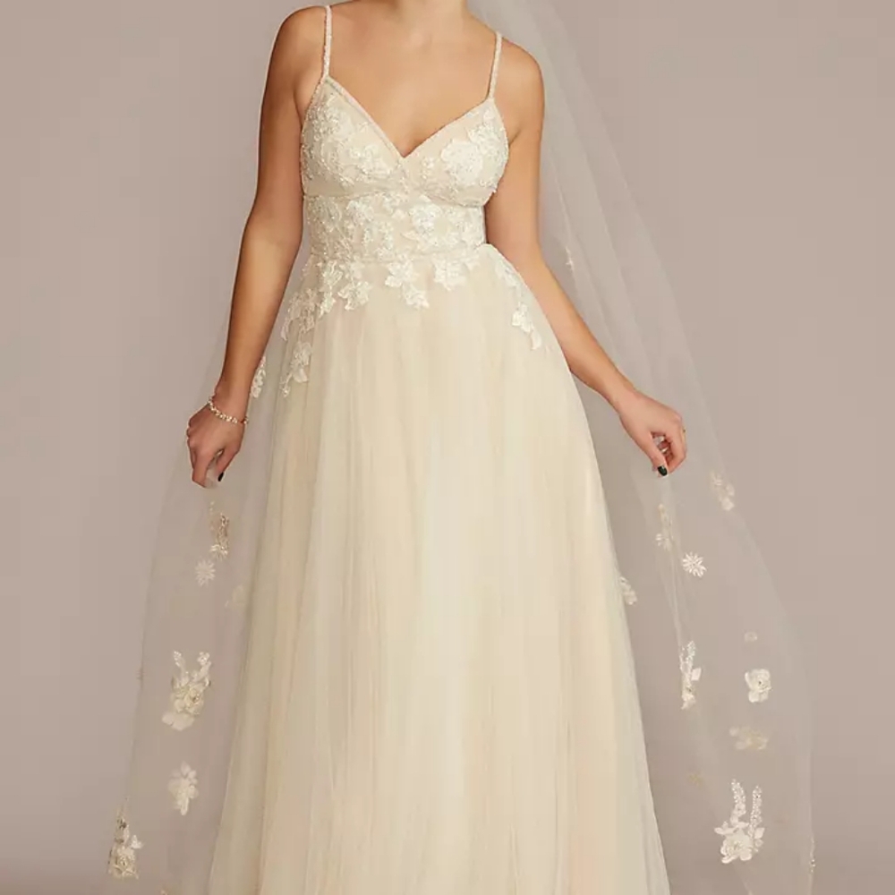 NWT Melissa Sweet Beaded Lace Applique Tulle A-Line Wedding Gown STYLE# MS251254